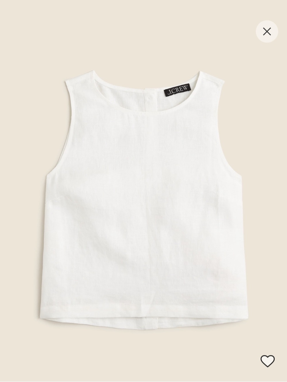 J.Crew Maxine Pascal Swingy Top Shell in Linen White Small